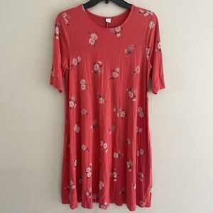 Old Navy Fit Flare Dress Womens Size M Half Sleeves Floral Stretch Jersey Knit